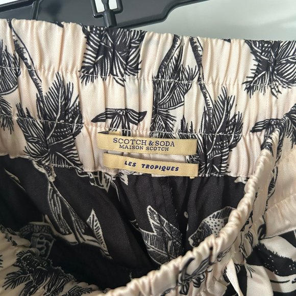 Scotch and Soda Wide Leg Pants Les Tropiques Black Cream Extra Small XS - Picture 11 of 12